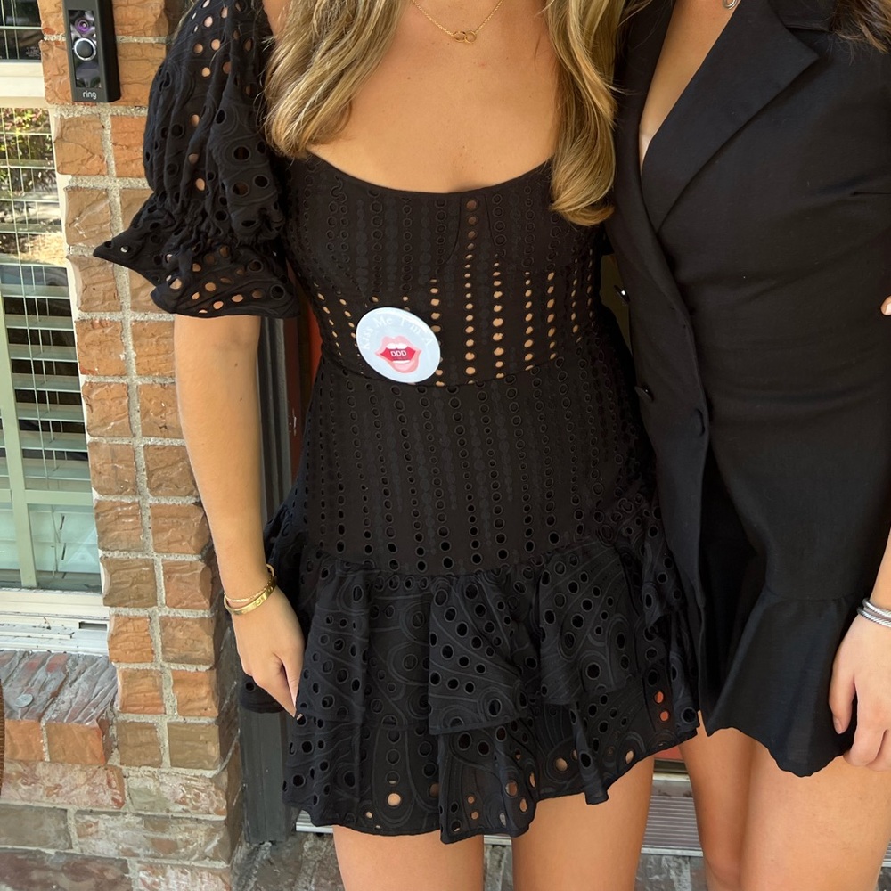 Charo Ruiz Black Eyelet Dress